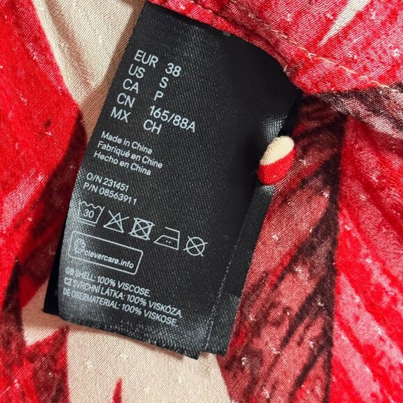 Johanna Ortiz X H&M Flounced Floral Mini Dress Sz.S Red Ruffle Blogger Fav - Picture 13 of 16